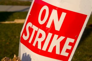 strike sign at a hospital strike