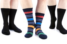 three pair of mismatched socks