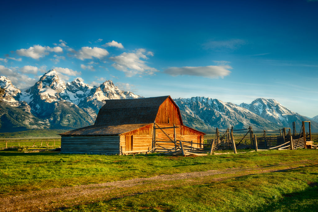 John Moulton homestead's barn, located in Grand Teton National Park, is the most photographed in America.