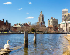 High rise buildings on Providence waterfront, Rhode Island, United States