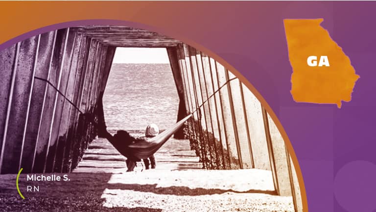 Person sitting in a hammock under a pier in Georgia