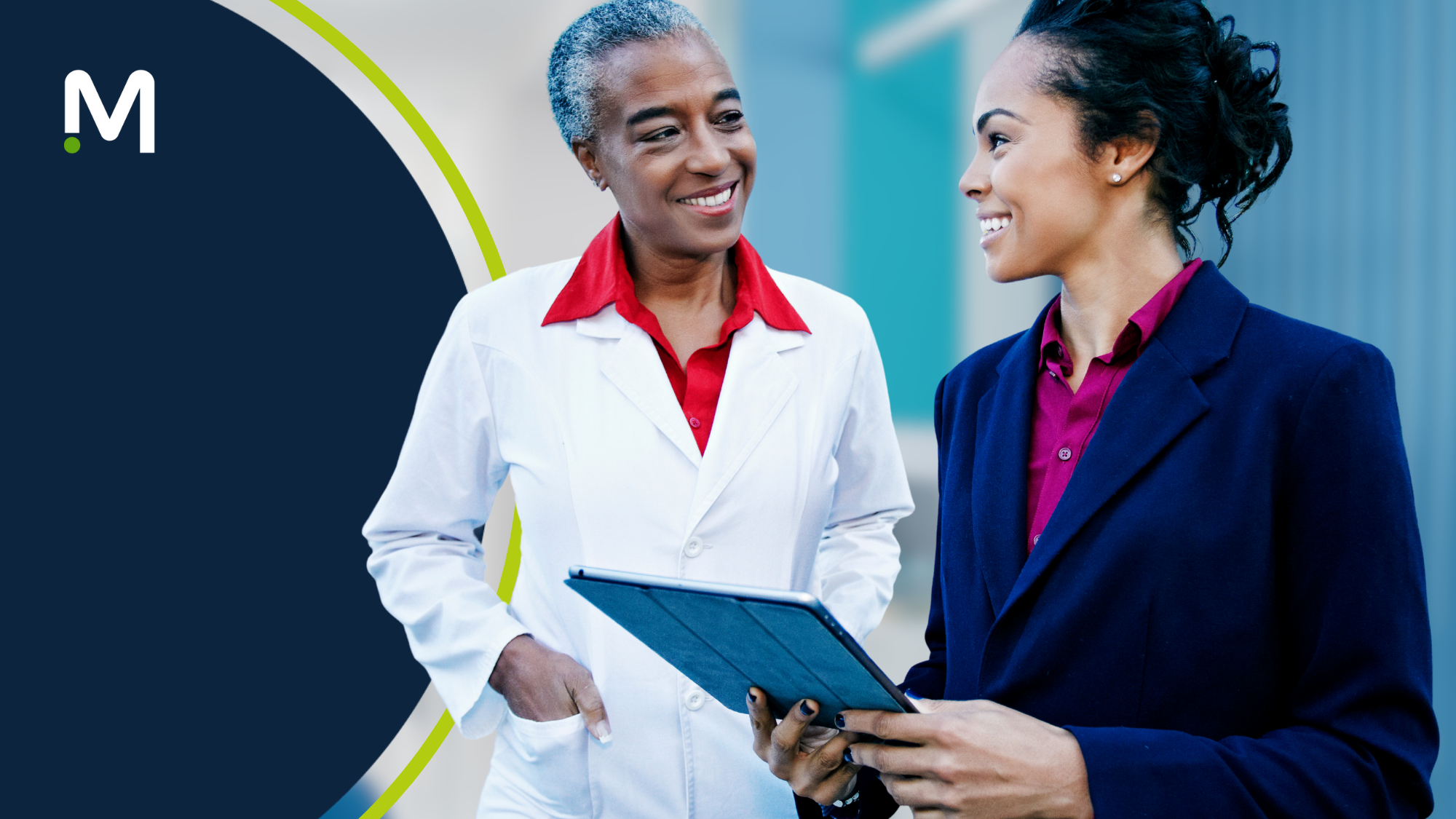 From Direct Contracts to MSP: When and Why to Make the Switch - Two healthcare professional executives making decisions on a tablet