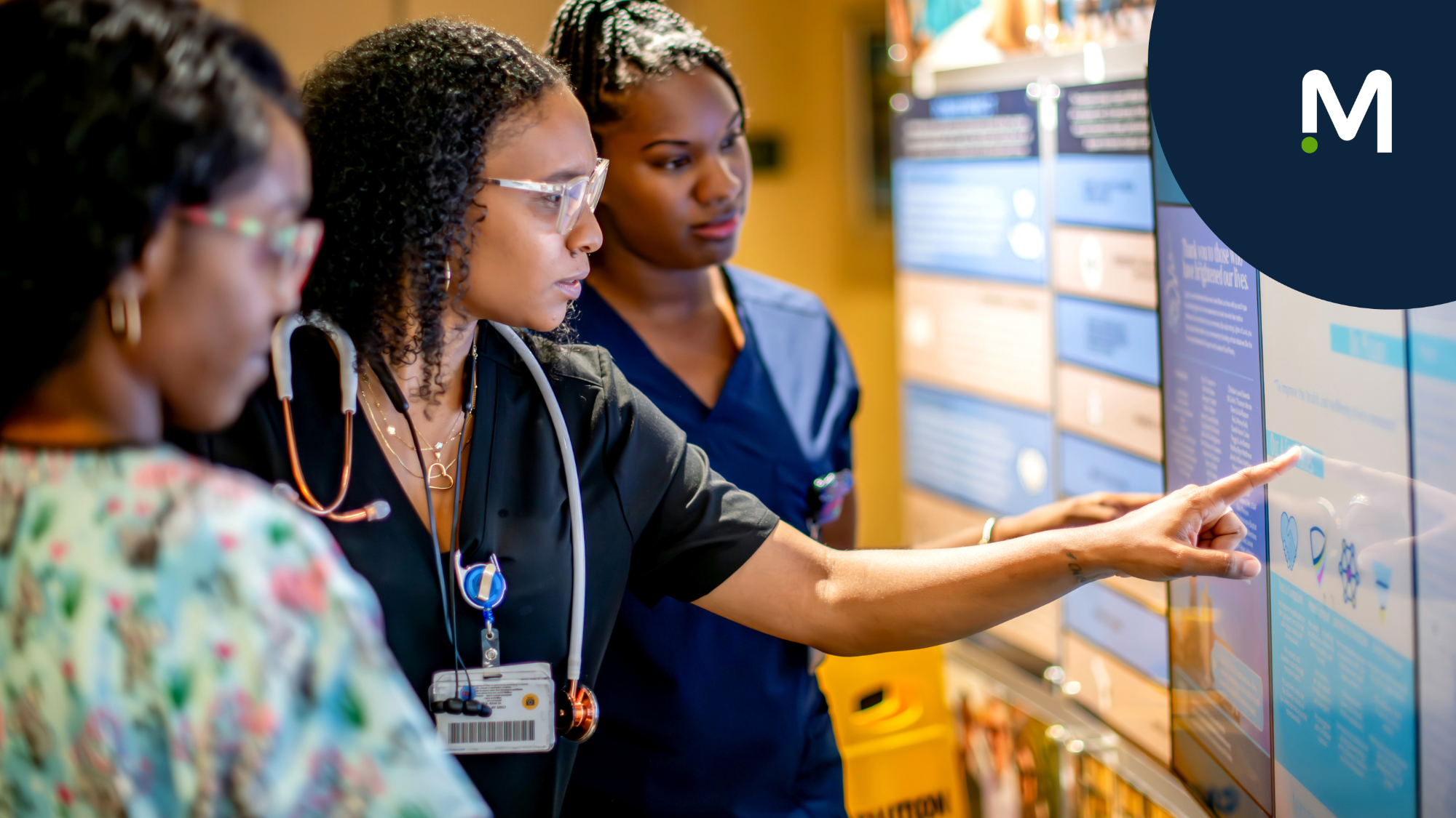 Healthcare employees using technology